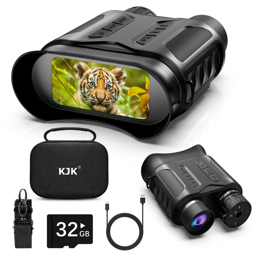 4K Digital Night Vision Goggles Binoculars for Total Darkness, Infrared Digital Night Vision, 32GB Memory Card for Photo and Video Storage, 3'' Large Screen Perfect for Hunting and Farm Monitoring