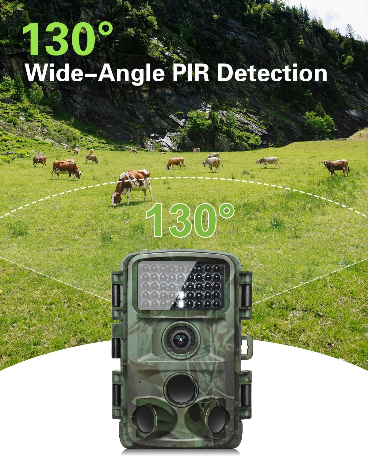 KJK Trail Camera - 4K 64MP Game Camera with Night Vision, 0.05s Trigger Motion Activated Hunting Camera, IP67 Waterproof, 130 Wide-Angle with 45pcs No Glow Infrared LEDs for Outdoor Wildlife