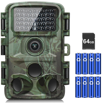 KJK Trail Camera - 4K 64MP Game Camera with Night Vision, 0.05s Trigger Motion Activated Hunting Camera, IP67 Waterproof, 130 Wide-Angle with 45pcs No Glow Infrared LEDs for Outdoor Wildlife