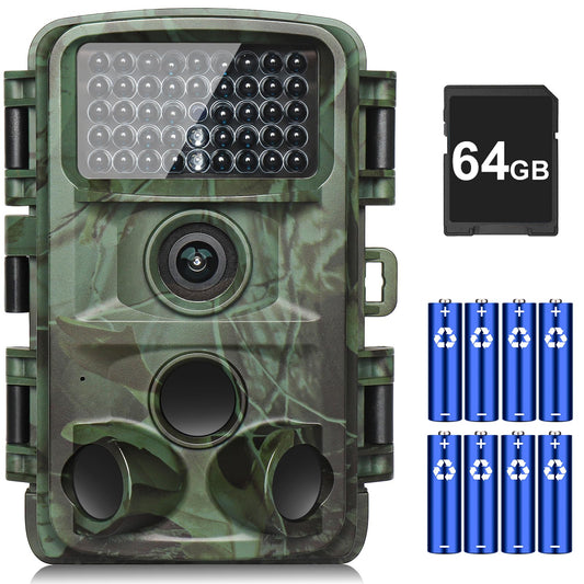 KJK Trail Camera - 4K 64MP Game Camera with Night Vision, 0.05s Trigger Motion Activated Trail Cam, IP67 Waterproof, 130 Wide-Angle with 45pcs No Glow Infrared LEDs for Outdoor Wildlife